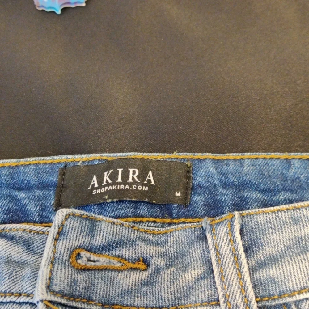 AKIRA Denim shorts Rhinestone fringed.